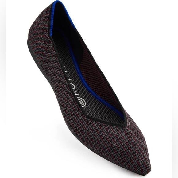 Rothy's Shoes - Rothy’s - The Point Ballet Flat - “Pepper Pinstripe” - Red / Black - Sz 7